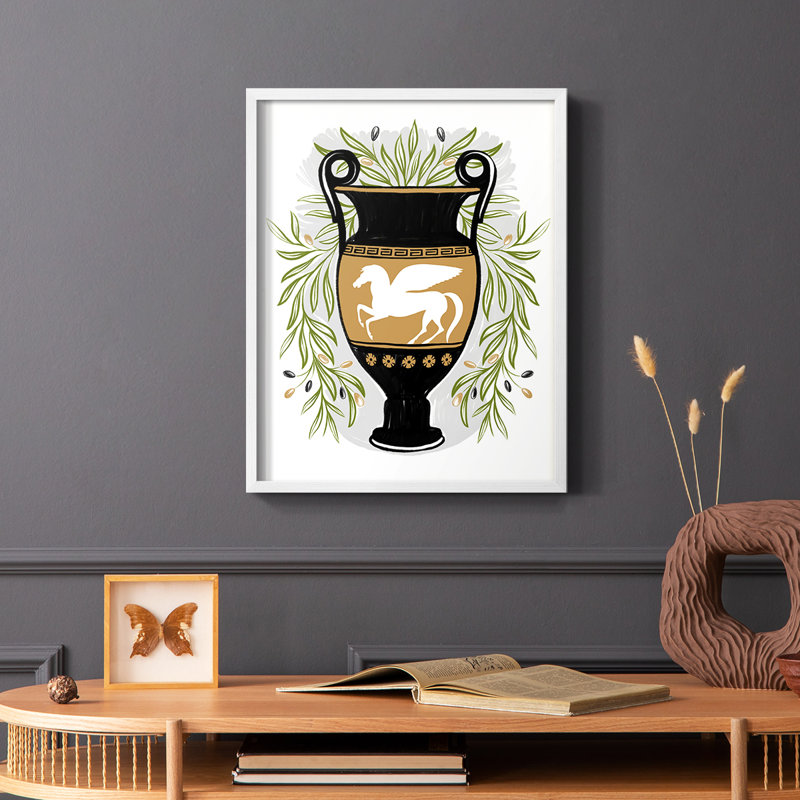 «Greek Vases III», reproduction encadrée - bois massif, Blanc, H 14 po x l 11 po