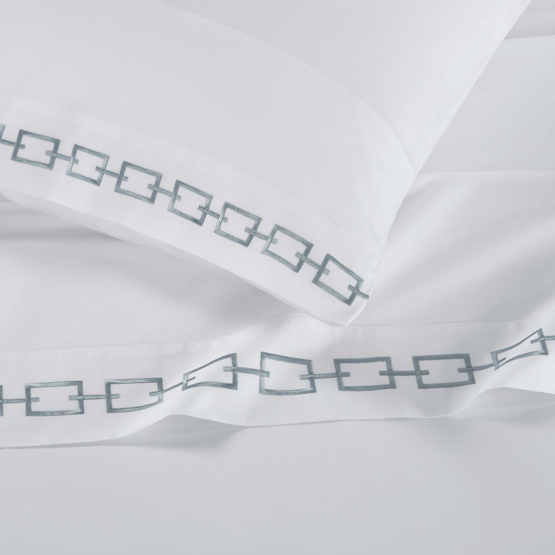 Superior 100% Cotton Chain Link Embroidered Deep Pocket Bed Sheet Set, California King Sheet Set with 2 Pillowcases