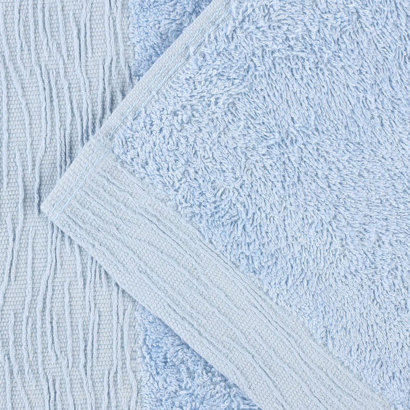 Rayon From Bamboo Cotton Blend Eco-Friendly Hypoallergenic Soft Solid Towel Set, Light Blue, 12 Piece Towel Set