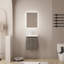 16" Small Wall Mounted Bathroom Vanity with Ceramic Sink,Soft-Close Door(GreyWalnut)