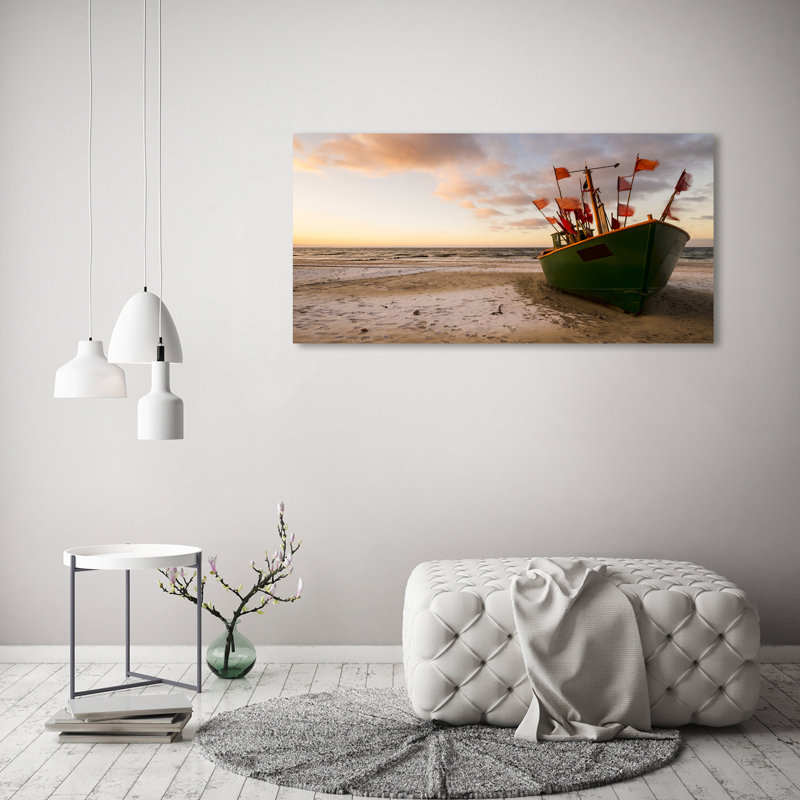 Fishing Boat Beach - Wrapped Canvas Print