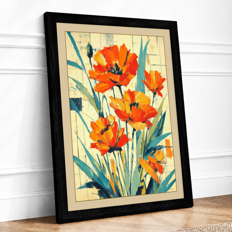 Wildflower Cluster Botanical - Single Picture Frame Print, A4 - 29.7 x 21.0 cm, Black