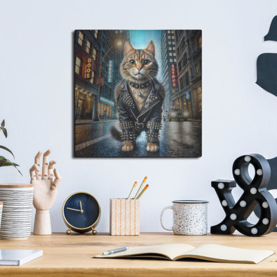 Art mural en métal «Cat - King Of The Streets» par Rey Klimt