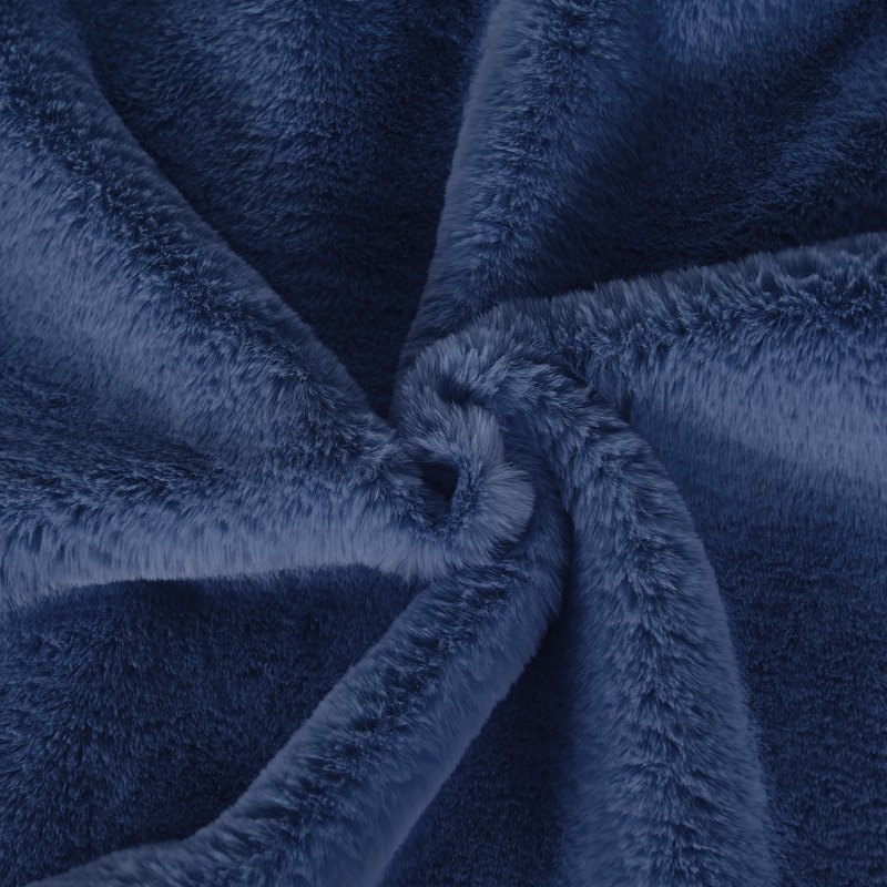 Faux Fur Throw Square Pillow Cover, Dark Blue