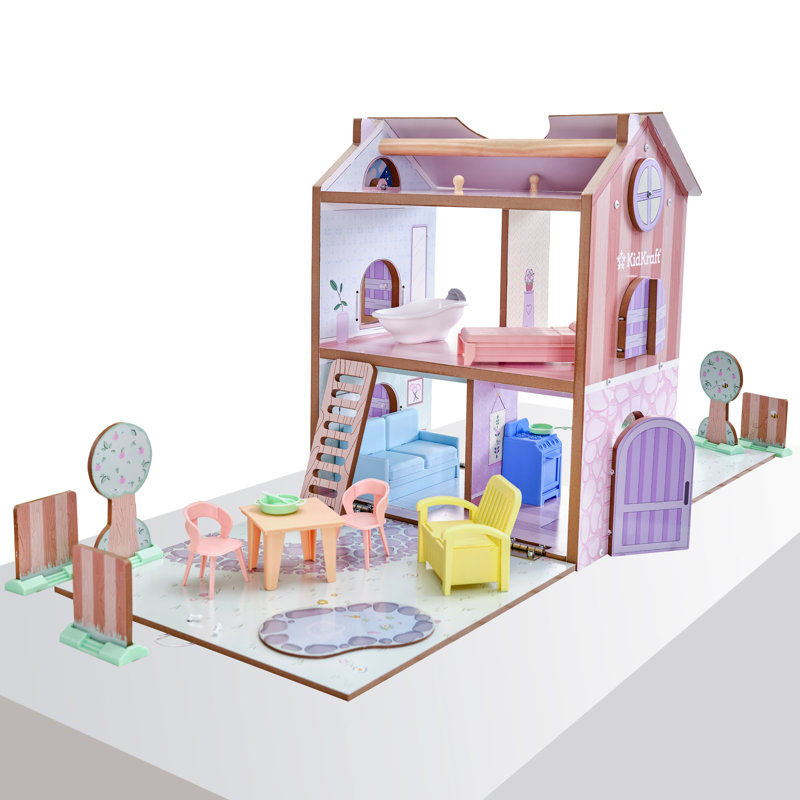 Play & Store Cottage Wooden Dollhouse with 36 Accessories