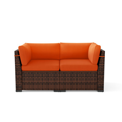Chaise d'extérieur en osier avec coussins