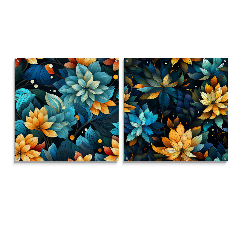 Natures Meditation - Ensemble de 2 verres muraux en acrylique, H 30 po x l 61 po
