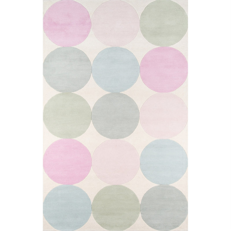 Delmar Polka Dots Handmade Wool Rug, Rectangle 9' x 12'