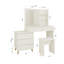Table de coiffeuse à maquillage blanche avec tabouret assorti et compartiments pour cosmétiques