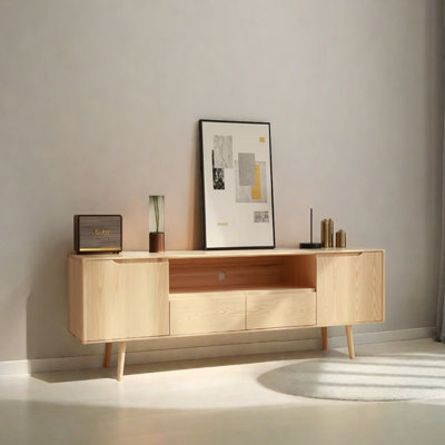 Meuble télé en bois massif au design minimaliste