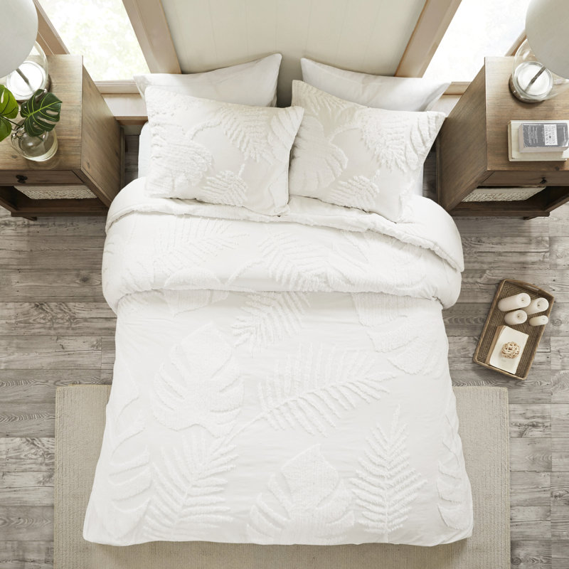 Ensemble de literie en chenille de coton 3 pièces -, grand, décor de maison de plage, chenille tropicale