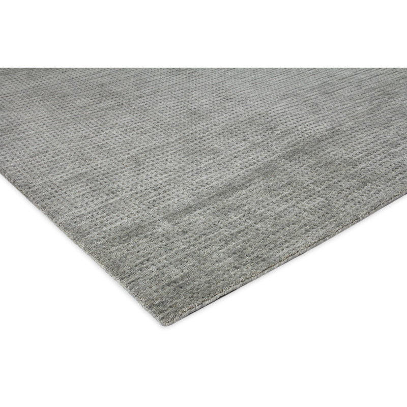 New Zealand Wool Wool Geometric Area Rug in Aluminum, Rectangle 8' x 10'