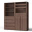 Modern Farmhouse 2-Piece Storage Cabinet Set, 71" H Wall Unit Bookcase With 4 Drawers And Open Shelves Organizer Walnut