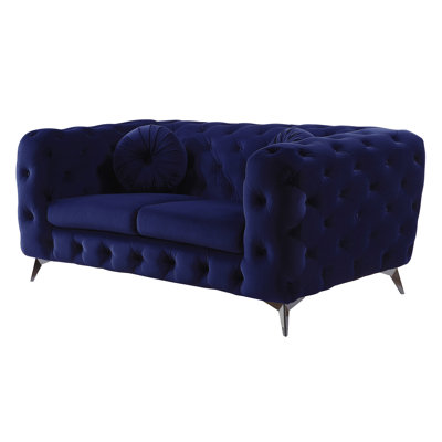 Causeuse en velours bleu Atronia