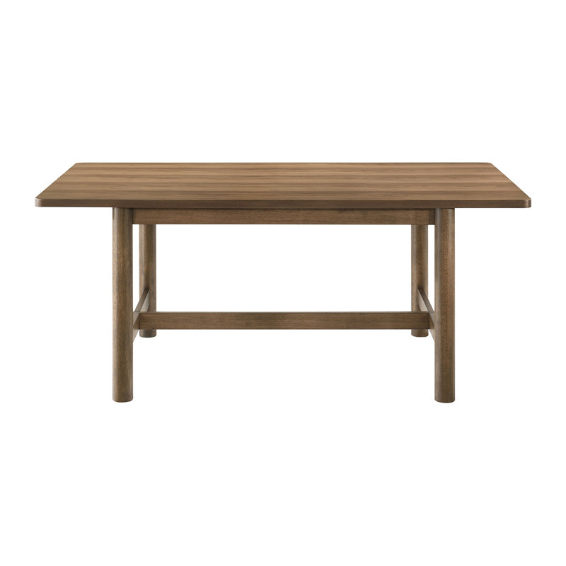 Table de salle à manger rectangulaire en bois avec base à tréteaux en noyer