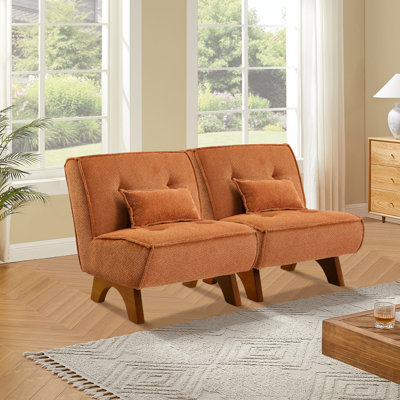 Maano 60'' W Armless Modular Convertible Polyester Upholstered Loveseat with Pillows