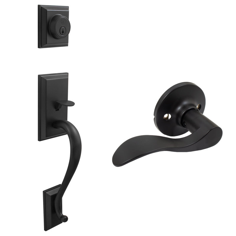 Willow Park Handleset With Beaverton Lever, SC Keyway, Clear Pack, Matte Black By Stone Harbour Hardware