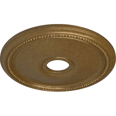 Endurathane Diane Ceiling Medallion, 18"OD x 3 5/8"ID x 1 1/8"P (Fits Canopies up to 5 3/8"), Hand-Painted Pale Gold Finish