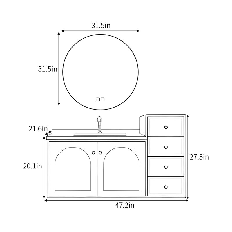 Simple light luxury cream style bathroom cabinet