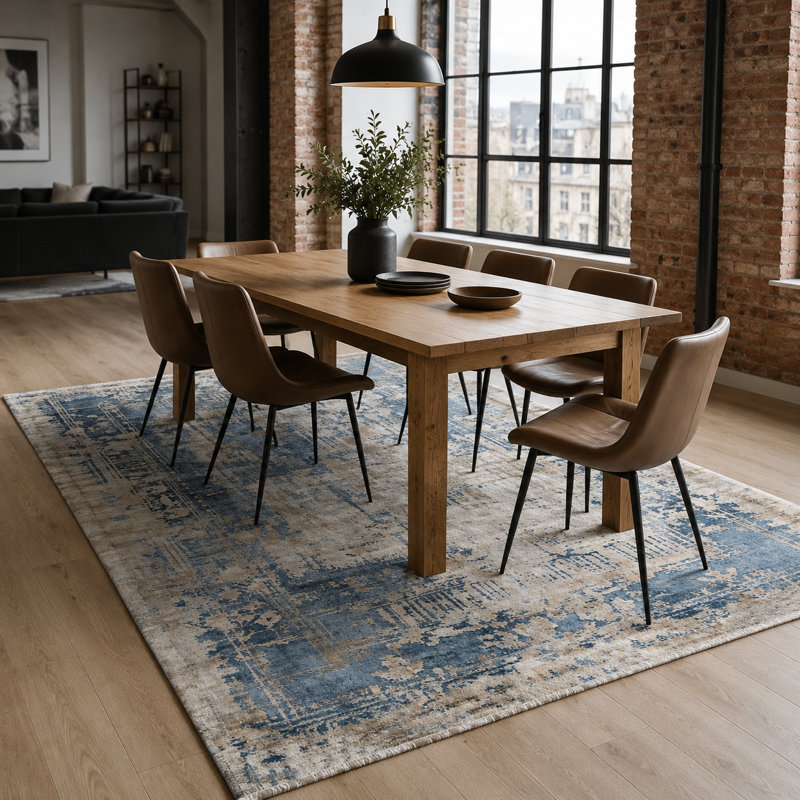 Vintage Look Cotton and Chenille Flatweave Area Rug, 200 cm round