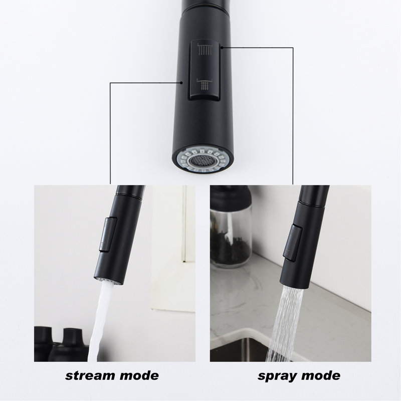 Matte Black Stainless Steel Touch Kitchen Faucet With Pull Down . 360 Rotating Nozzle For Thorough Sink Disinfection. Corrosion And Rust Resistance Surface. Simple Handle To Control Water Temperature