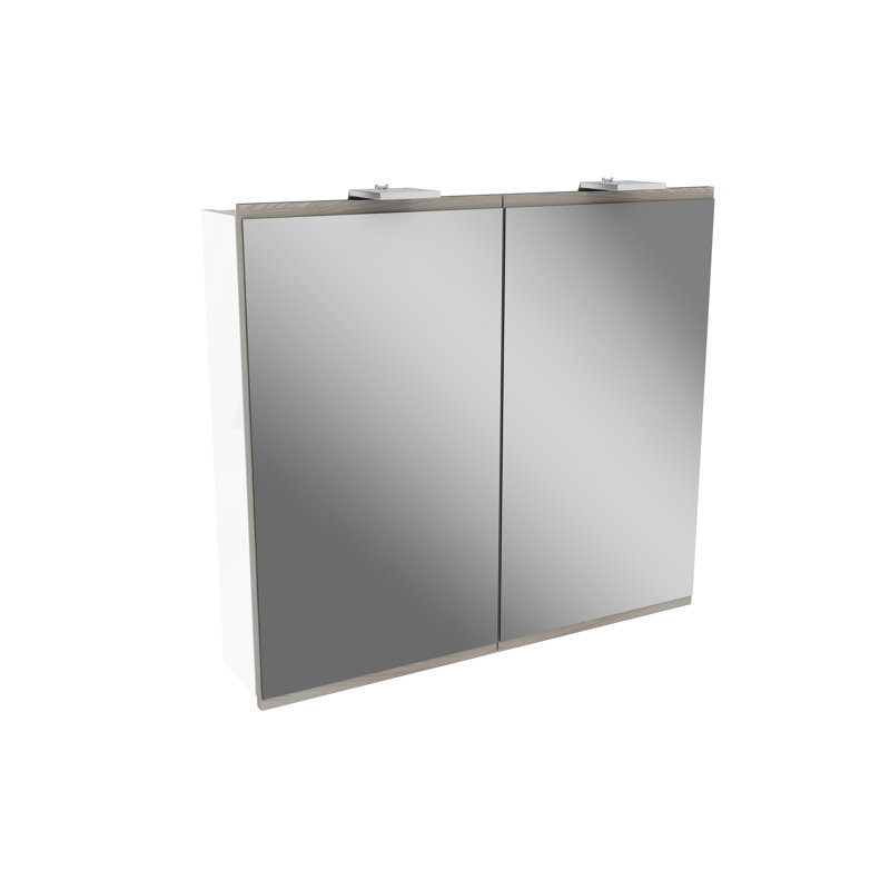 Lima 82mm W 75mm H Surface Frameless Medicine Cabinet Mirror Fixed, White/Stone ash