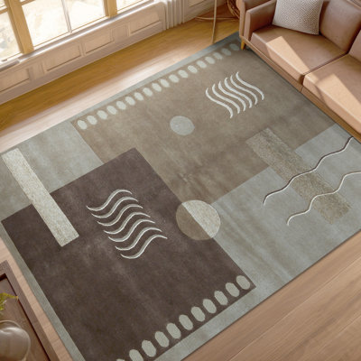 Tapis brun et beige de haute qualité noué à la main