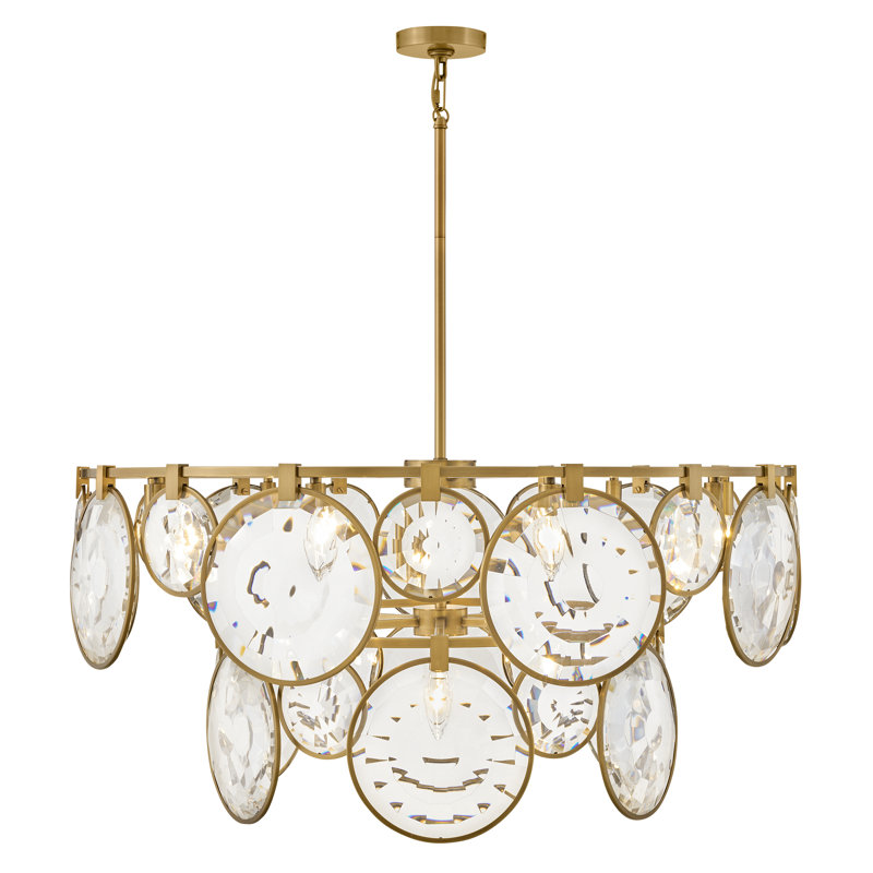 Nala 15 - Light Crystal Tiered Chandelier, Heritage Brass