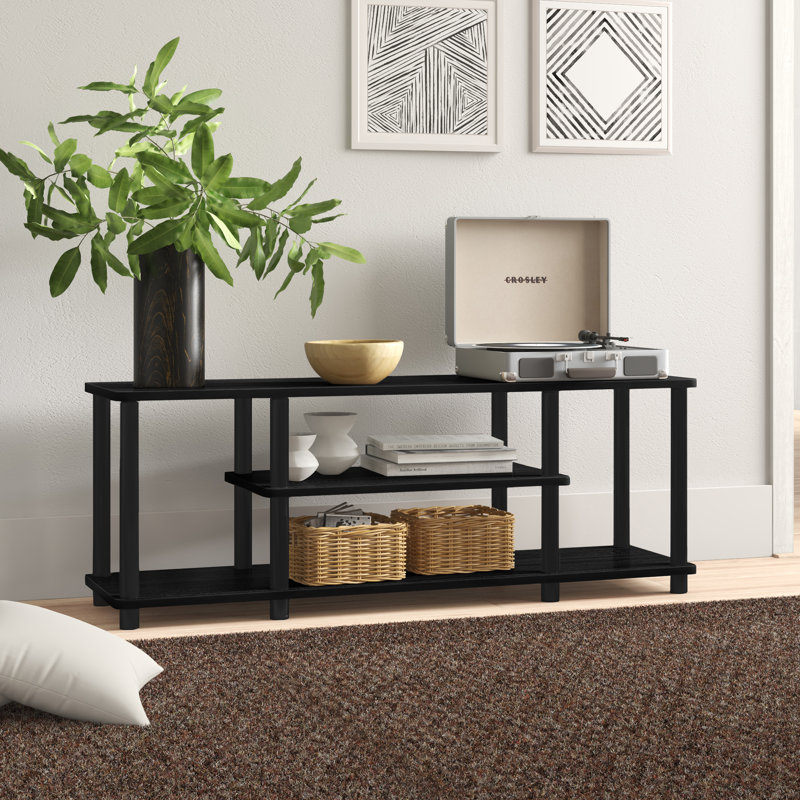 Orhideea Unfinished TV Stand for TVs up to 50", Amber Pine/Black Square