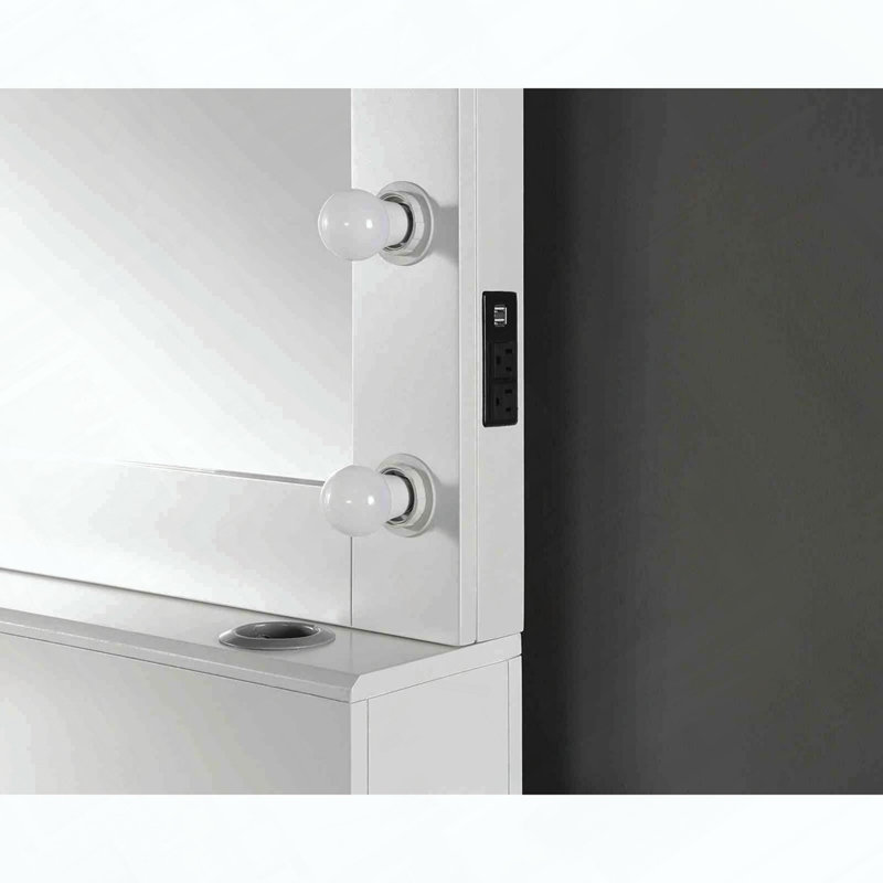 Ensemble de meuble-lavabo Glam Style avec armoires à tiroirs multiples et 15 ampoules