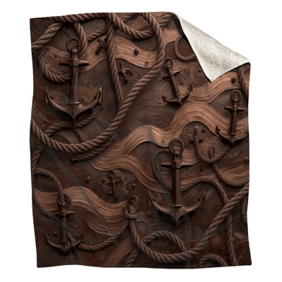 Brown Anchors Ropes Waves Blankets