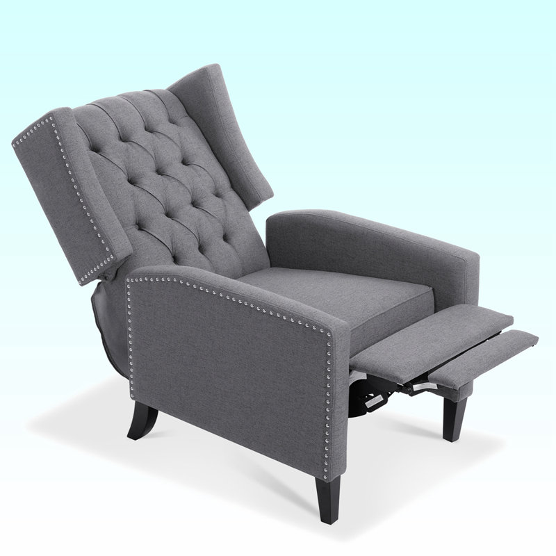 Fauteuil à oreilles inclinable manuel, fauteuil à oreilles larges Margheoala, Duplicata de tissu gris 2