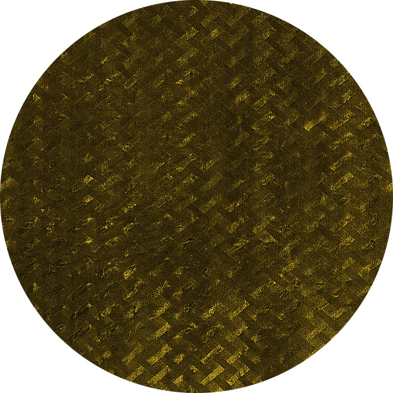 Tapis jaune Nanika Mid-Century Modern 110, Rond 4 pi