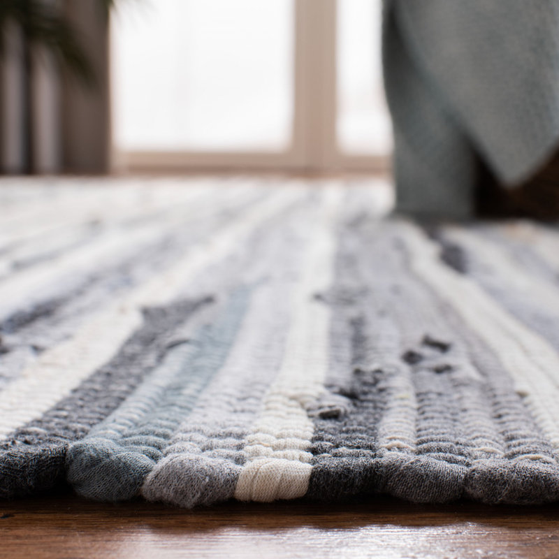 Tapis abstrait en coton tissé à la main Fales Rag, Rectangle 4 pi x 6 pi