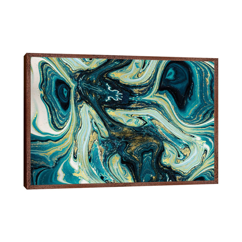 Spacetime - Print on Canvas, 66.04cm H x 101.6cm W x 3.81cm D, Classic Brown Wood Framed