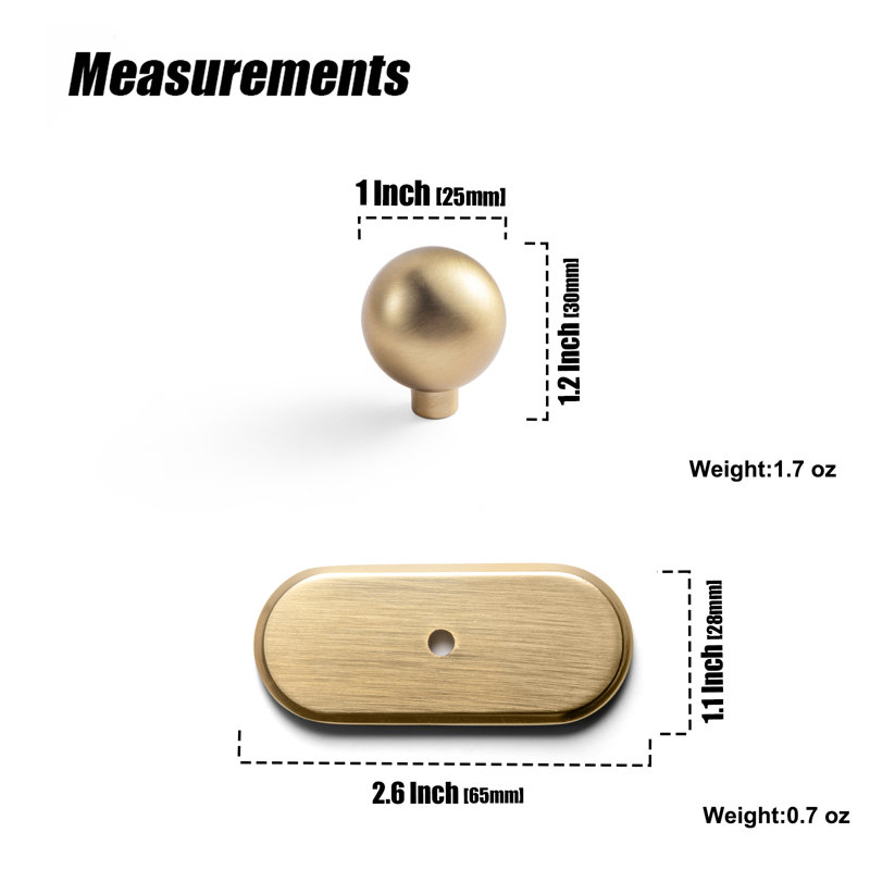 Bouton rond de 1 po avec contre-plaque, Champagne Bronze