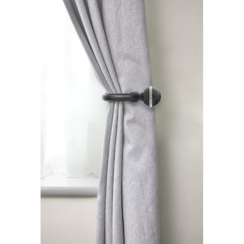 Bling Diamond 20cm Curtain Holdback, Matt Black