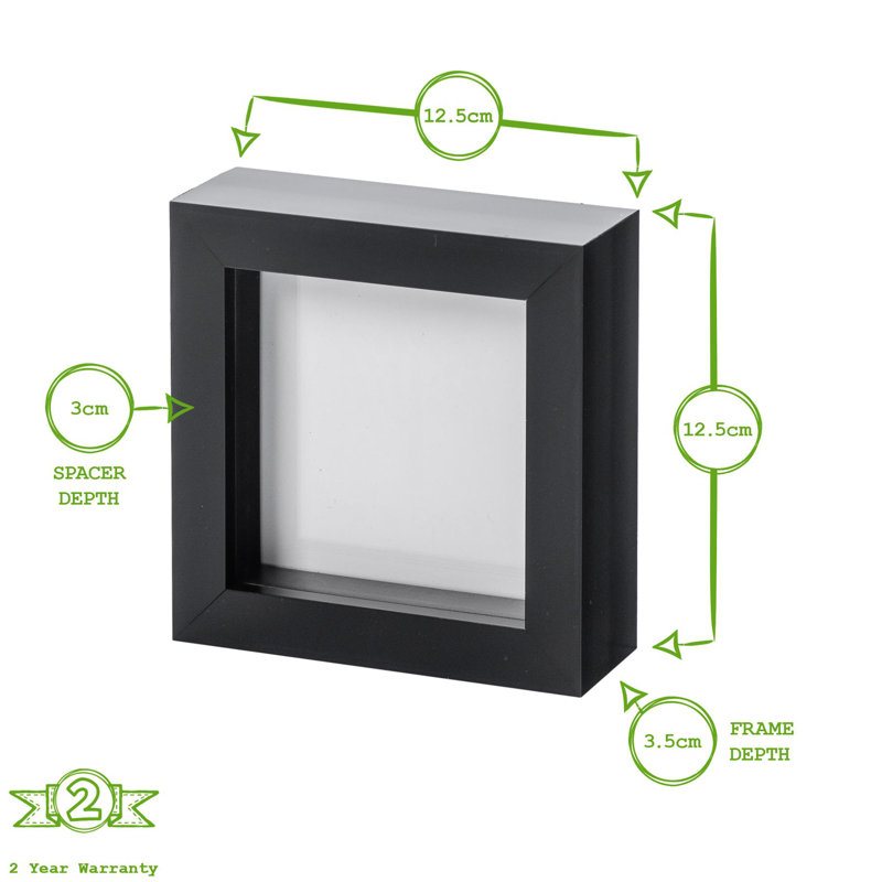 Nicola Spring - 3D Box Photo Frame, 12.5cm H x 12.5cm W x 3.5cm D, Black