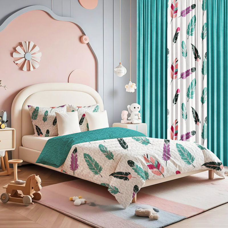 Ensemble de literie et de rideaux pour grand lit 9 pièces Boho, Couvre-lit grand + 8 pièces supplémentaires