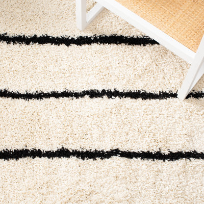 Tapis rayé ivoire / noir Chandless