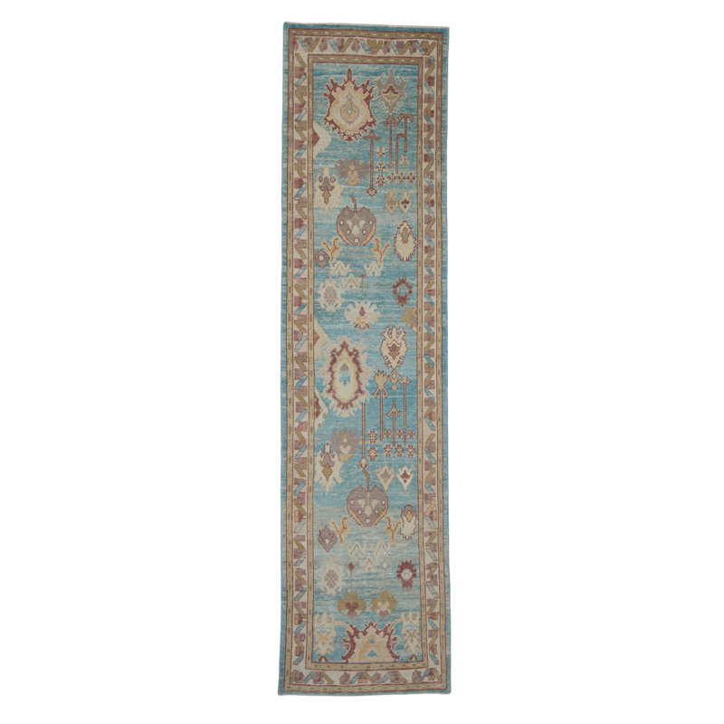 Tapis turc Oushak fait à la main 3 pi x 11 pi 11 po