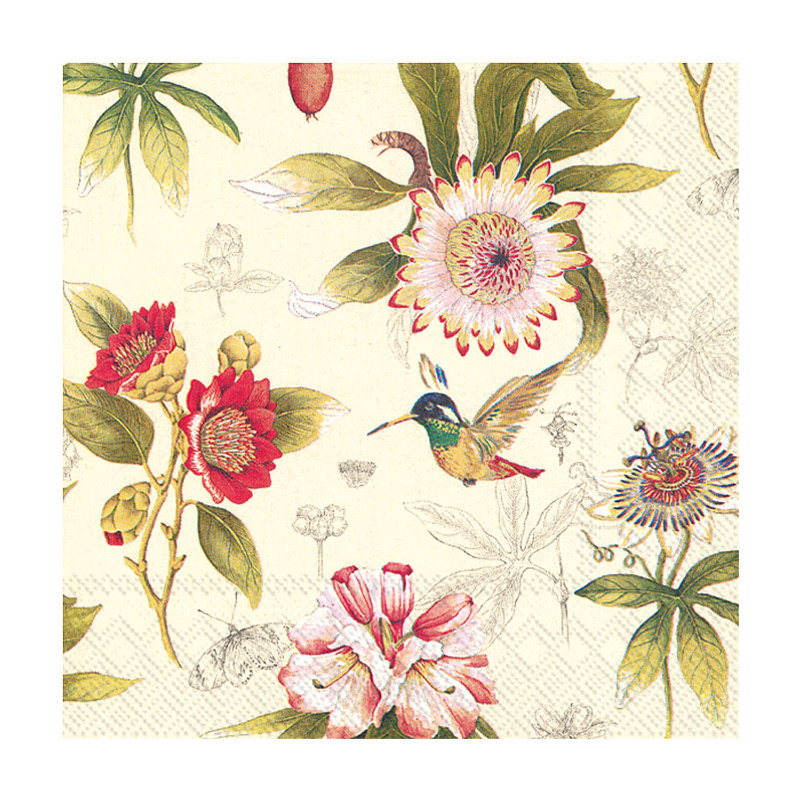 Serviettes de table jetables en papier Hummingbrd and Blossoms