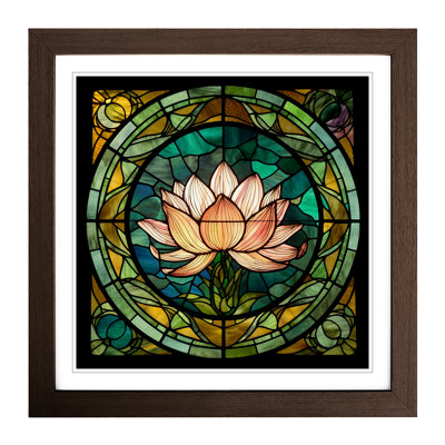 Lotus Flower Stained Glass Effect - Framed Print