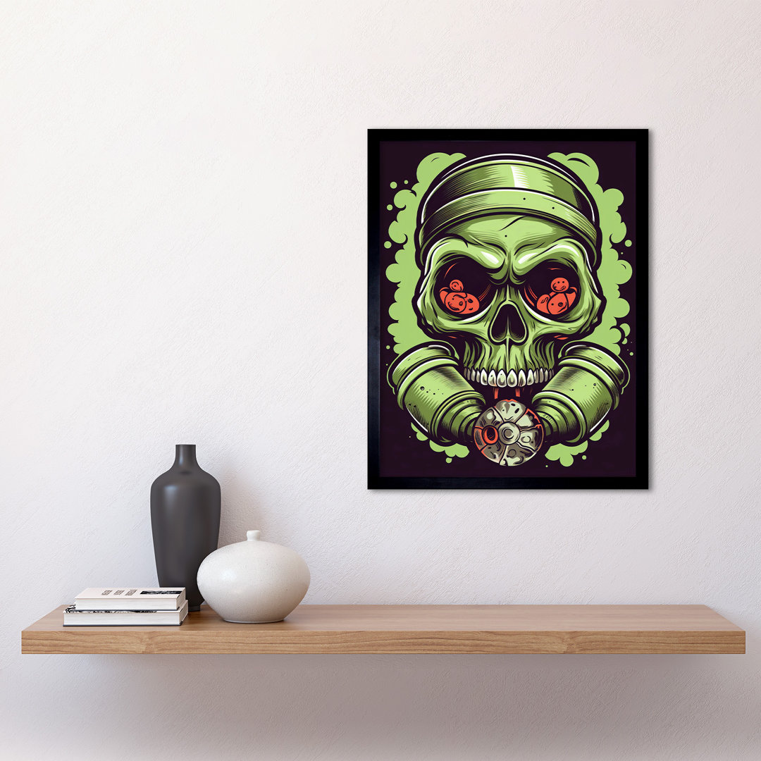 Mitteregger Skull Gas Mask Old School USA Tattoo Ink Body Americana 50s - Single Picture Frame Print
