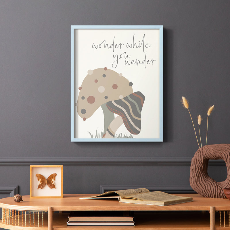 Wonder While you Wander Framed Print - Solid Wood, 10" H x 8" W, Blue
