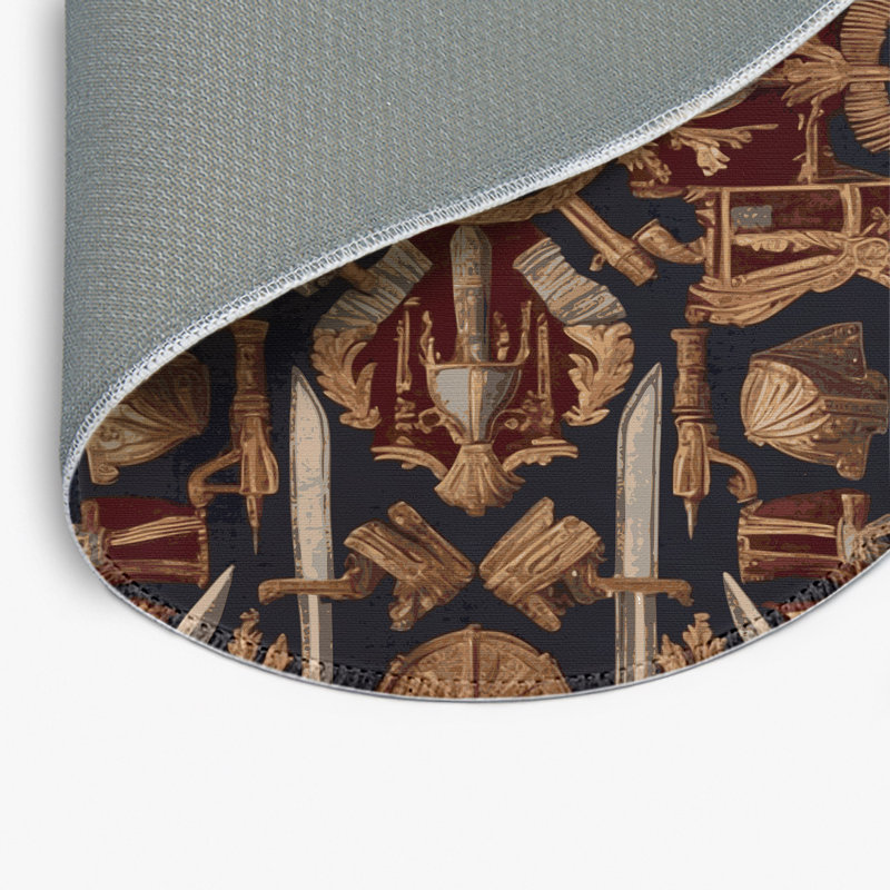 French Black Indoor and Outdoor Area Rug, Round 5'