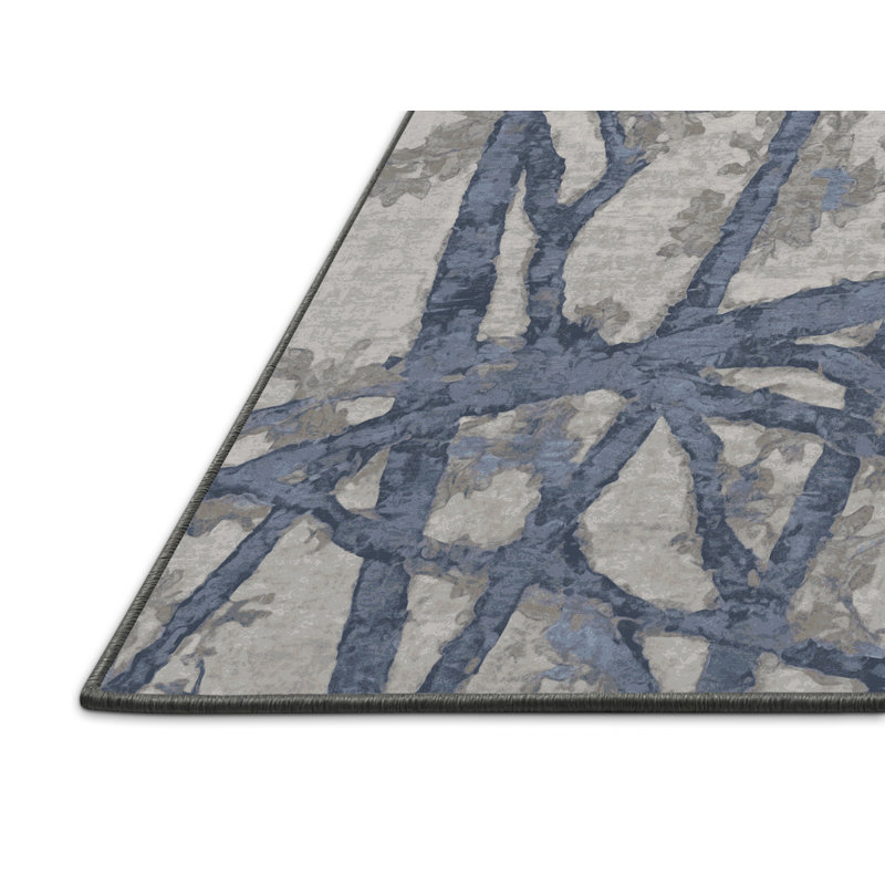 Tapis gris soyeux et moelleux, Rond 3 pi