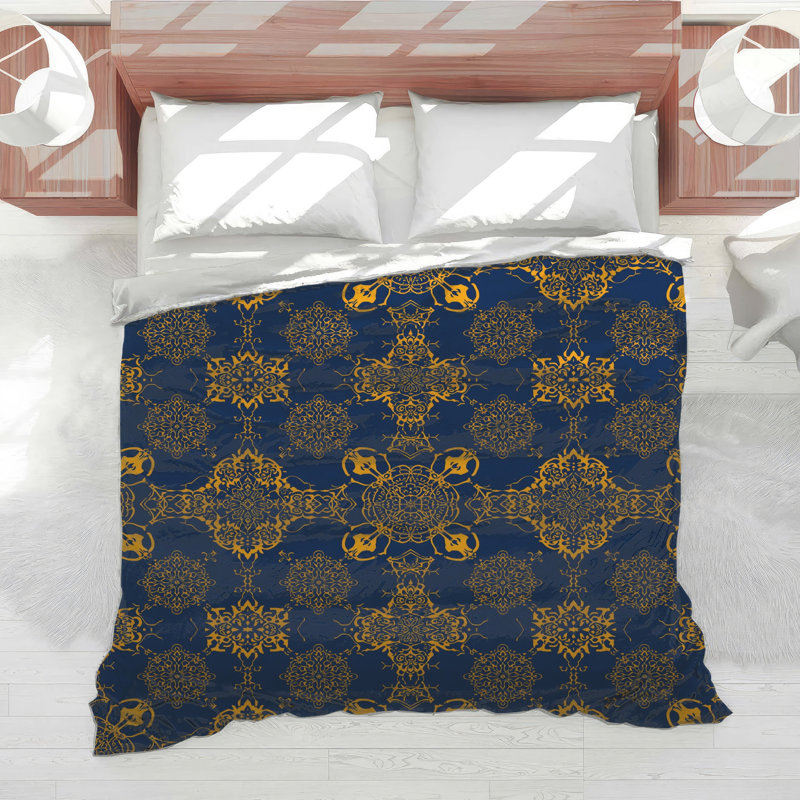Intricate Gold Patterns Comforter, Twin Extra Long