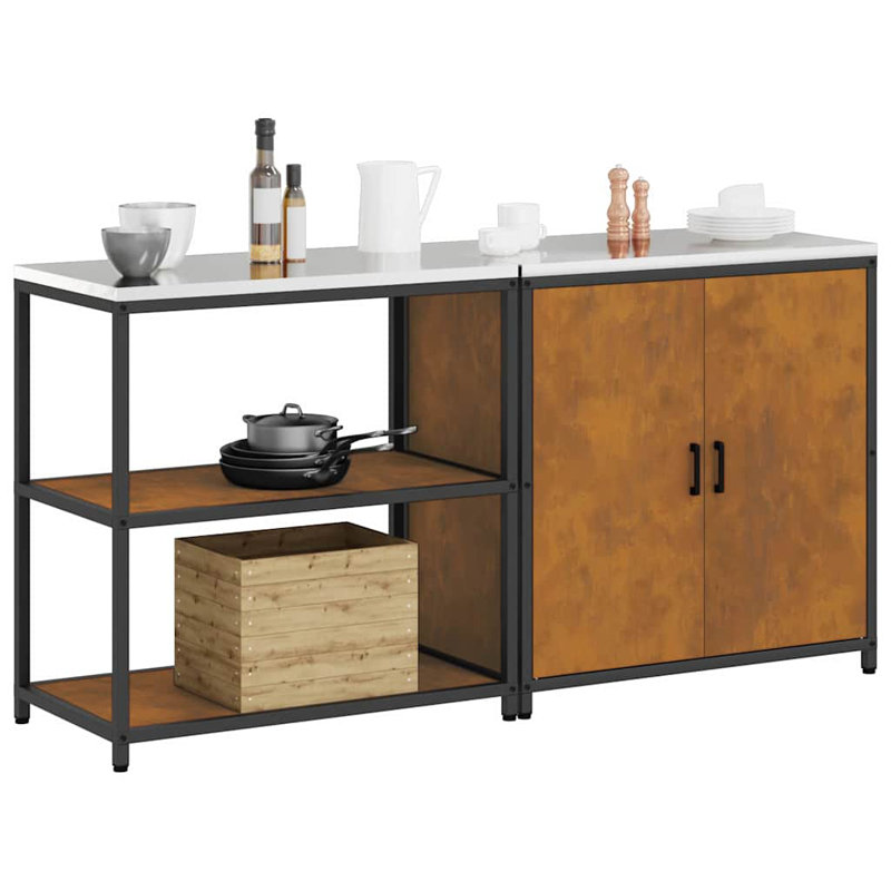  Kitchen Storage Set With Shelf 2 Pcs Rusty 180 X 50 X 92 Cm
