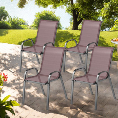 Chaises de salle à manger empilables de patio, sièges modernes de maille en acier pour la cour arrière